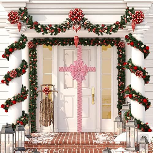 Коледна Лък, от една лента на врата на тоалетна, Големи Панделки от лента на вратата на гардероба, Коледа Интериор за Кухня, Коледни