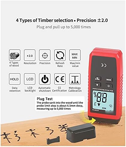 WDBBY UT377A Цифрово Измерване на Влажността на Дървесината Влагомер Тестер за Влага за Хартия, Шперплат, Дървени Материали, LCD Подсветка