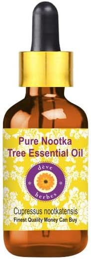 Чисто етерично масло на дърво Нутка (Cupressus nootkatensis) Deve Herbs, дистиллированное пара с помощта на Стъклен капкомер, 5 мл (0,16