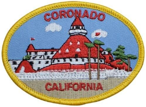 Нашивка с аппликацией от желязо Coronado - Южна Калифорния, Сан Диего, Калифорния, Икона, 3.5 инча - за шапки, ризи, обувки, дънки, чанти,