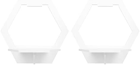 Zerodeko 2 елемента Форма на Шестоъгълен Дървени Рафтове За Съхранение на Hexagonal Стенни Рафтове Полк Плаващи Рафтове Дървени Рафтове