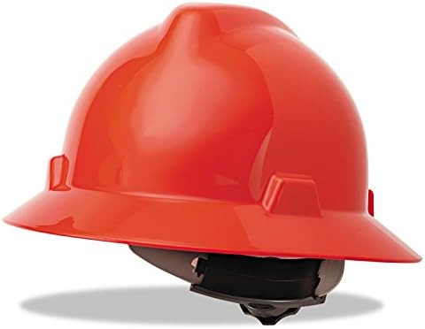 Шлемове MSA 475371 V-Gard с Широка периферия, С храповой окачване, Размер 6 1/2-8, Червени
