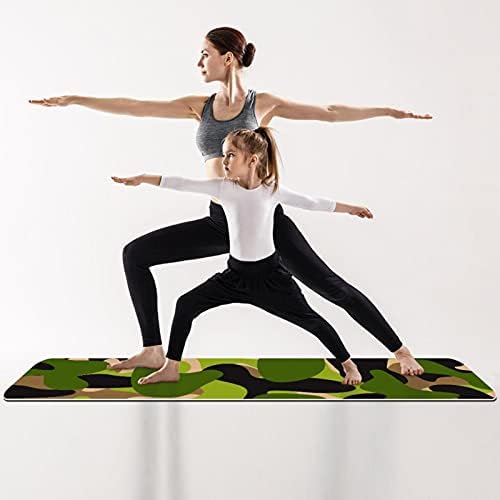Килимче за йога Премиум-клас със зелен камуфляжным модел Siebzeh, екологично Чист Гумена подложка за здраве и фитнес, нескользящий Мат