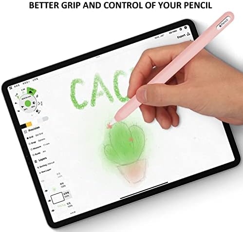 Тънък Мек Силиконов калъф, Съвместим Само с Apple Pencil 2-ро поколение, Защитен калъф-панел за Apple iPad Pencil 2-ро поколение (розов)