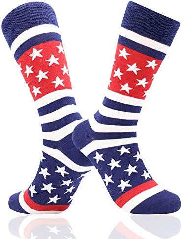 BISOUSOX Чорапи с Флага на сащ, Мъжко-Забавно Рокля, Патриотични Звезди, Памучни Новости, Сватбени Чорапи За Младоженеца-Чорапи за Младоженеца