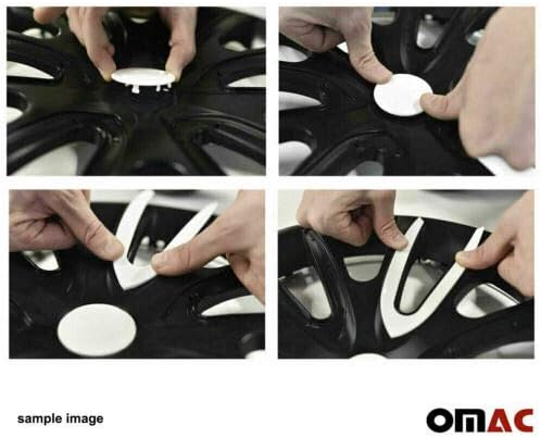 Джантите OMAC 16 инча за Hyundai Черно-бели 4 бр. Капака Джанти - Шапки ступиц - Подмяна на външната повърхност на автомобилни гуми