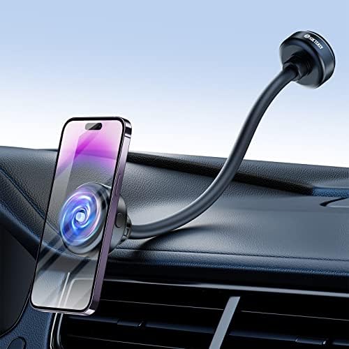 Надеждно закрепване за телефон в кола [Двойно автоматично усвояването] за зареждане MagSafe За Определяне на дълга дръжка Арматурното
