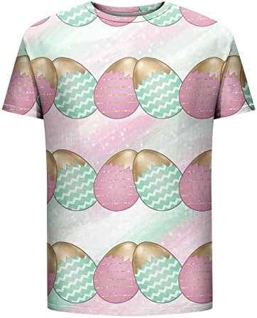 Честит Великден Ризи за Мъже Ежедневните Свободни Забавни Яйца Графични Тениски Топ С Къс Ръкав през Цялата Силует Блузи Хавайски Пуловер