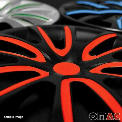 15-Цолови тасове OMAC за Volkswagen Jetta Черен Мат и лилави цветове 4 бр. Капака Джанти - Шапки ступиц - Подмяна на външната повърхност