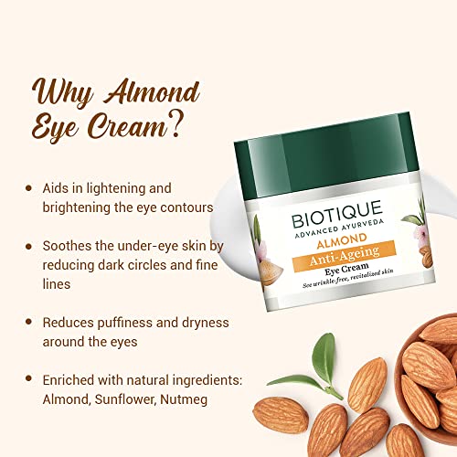 Biotique Био-Бадеми Успокояващ И подхранващ крем за очи 15 г