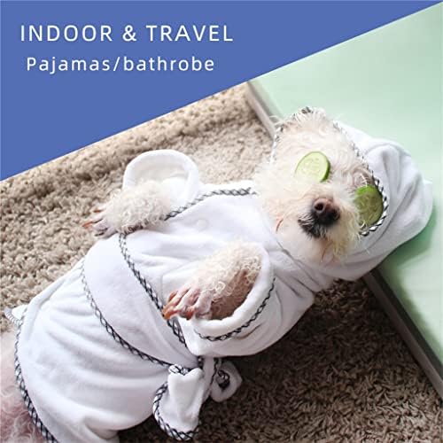 GSPORTFIS Халат за домашни кучета, Супер Впитывающая Бързосъхнеща яке за Къпане на Кучета с Колан, Пижами за Кученца, Дрехи за Сън (Цвят: