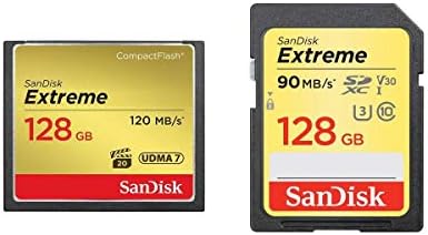 Карта памет SanDisk 128GB Extreme Compact Flash, скорост на трансфер на данни до 120 МВ/с - В комплект с карта памет SanDisk Extreme
