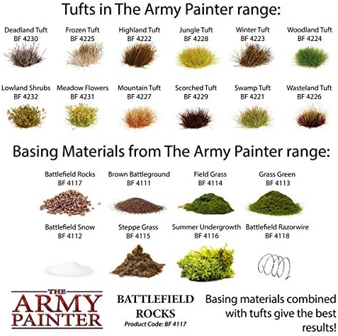 В основата на Army Painter Battlefield Rocks, 150 мл-за миниатюрни причина и пейзажи -Статична трева за пейзажи, Модельная трева за терена,
