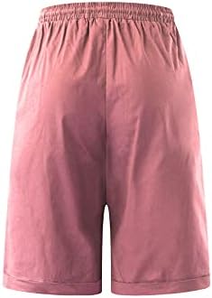 Графични къси Панталони-Бермуди Дамски Летни Всекидневни Плетени къси Панталони с Дължина до Коляното с Дълбоки Джобове, Дълги Панталони