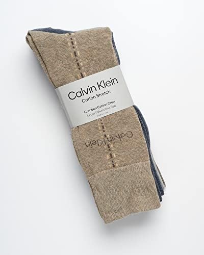 Мъжки Тържествено чорапи от Calvin Klein - Чорапи за екипажа от Памучна смес: шарки и обикновена изделия (4 опаковки)