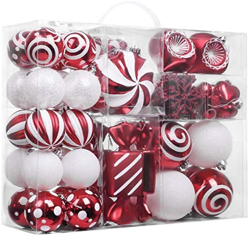 Severin Madelyn Червено-Бял комплект коледна украса (2 броя) |108-каратные Коледна украса + 30-инчов Коледен свещник