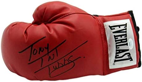 Тони TNT Таббс, Шампион по бокс, Подписано Боксови Ръкавици Евърласт Red Ляво JSA 154763 - Боксови Ръкавици С Автограф
