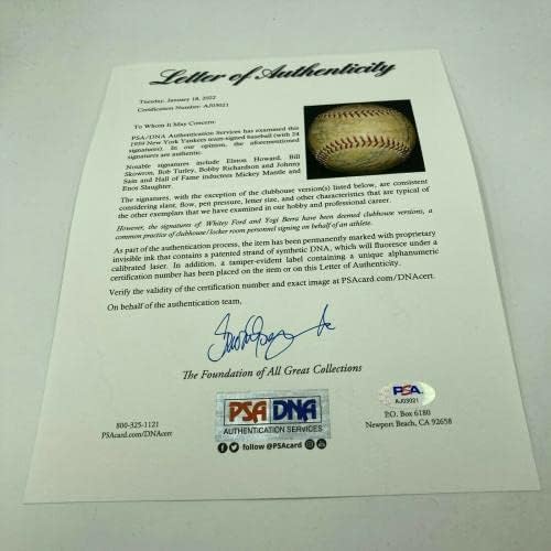 1959 Отбор Ню Йорк Янкис Подписа бейзболен договор с Мики Мэнтлом PSA DNA COA - Бейзболни топки с автографи