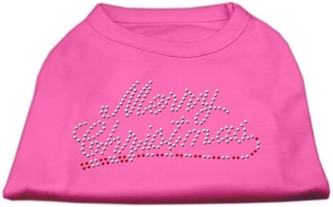 Mirage Pet Products 20-Инчов Тениска с Принтом Весела Коледа с Кристали за домашни любимци, 3 големи размери, ярко розово