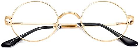 EYLRIM Малки Кръгли Очила с Прозрачни Лещи за Жени, Мъжки слънчеви Очила в Кръгла Метална Рамка