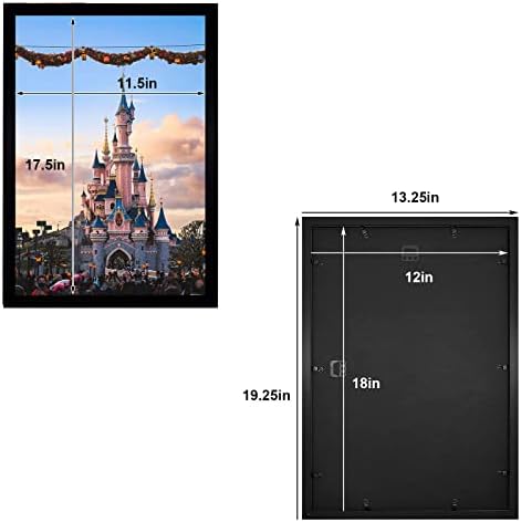 Golden State Art, Рамка за снимки 12x18 с оргстеклом, Рамка за плаката 12 на 18 см - Хоризонтален и вертикален дисплей за стената - Комплект