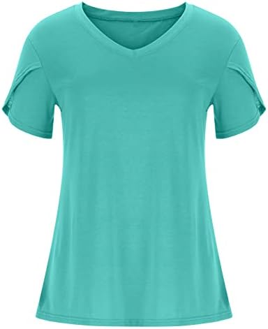 Блуза Charella Тениска за Жени Лято Есен 2023 Дрехи С Къс Ръкав V Образно Деколте Памучен Графична Скромна Тениска О5 О5