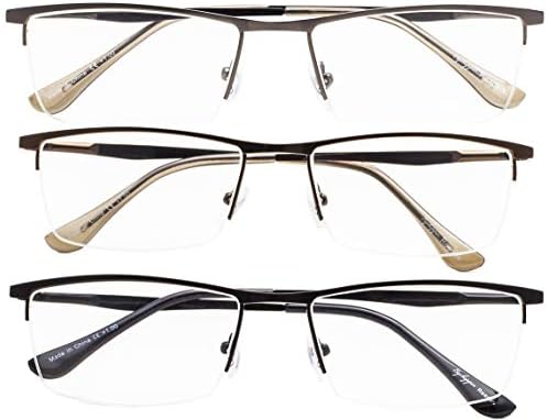 CessBlu 3 Чифта Очила За Четене в Полукръгла ръбове, Дизайнерски Очила за Четене за Мъже И Жени, Очила за Четене