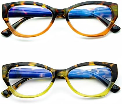 Дамски Очила за четене Cateye, Блокер Синя Светлина Компютърни Очила с Пружинным тръба на шарнирна връзка