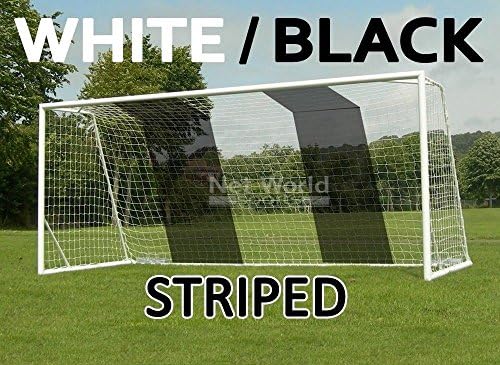Мрежа за футболна врата в лента - бяла / черна - Официалната спецификация на ФИФА в реален размер - 24x8 / 24 x 8'