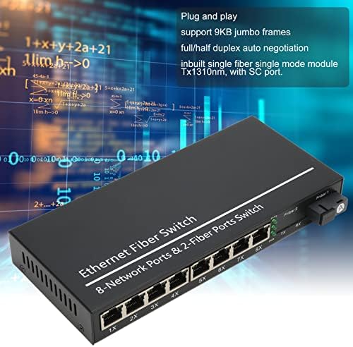 Комутатор VINGVO Ethernet, fiber optic Медиаконвертер дължина до 20 Км, 9 пристанища Пълно семейство полудуплексных (штепсельная щепсел