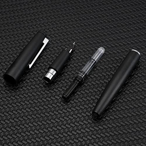 2 предмета, писалка Jinhao 80, черна, матирана, от въглеродни влакна, с конвертером мастило, комплект писалки за писане с върха 0,3 мм