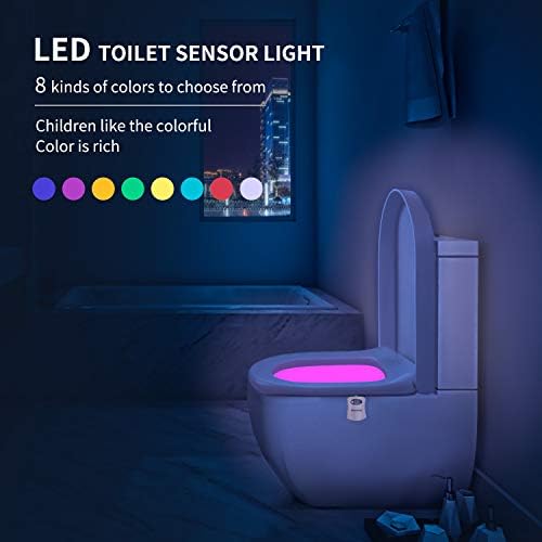 Лека нощ за тоалетна Aanrasey, Лампа за Тоалетна, Led нощна светлина с активиране на сензора за движение, 8-Цветна Подсветка за тоалетна