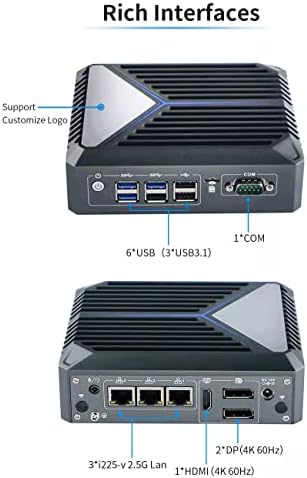 Micro Firewall Техника 3 мрежови порта Intel I225-V 2.5 GbE, безвентиляторный мини-КОМПЮТЪР, четириядрен процесор Intel Celeron J6412,
