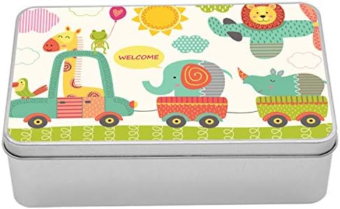 Лидице Скоростна Ambesonne Jungle, Непълен Цветни Влак с Животни от Джунглата, Приветствующими Дизайн в стил Савана, Преносим Правоъгълна