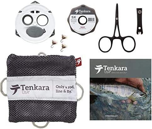 Tenkara USA Пълен комплект Tenkara включва: Държач за Гражданските въжето tenkara, Орар, 3 Мушица tenkara, Щипки /щипцеобразные тела,