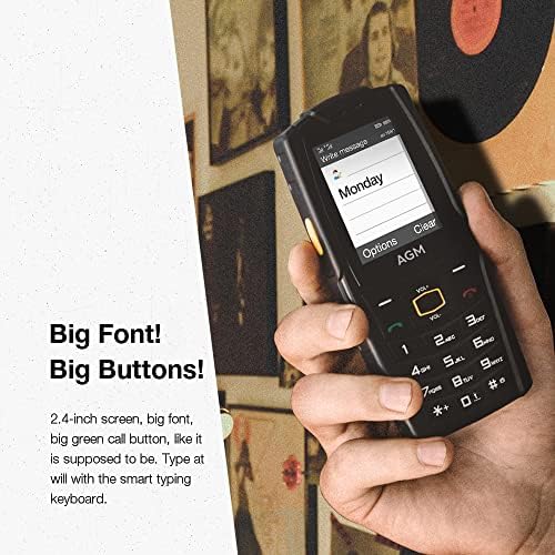 Здрав телефон M6 AGM 4G Отключени телефон за възрастни хора и деца, Водоустойчив телефон с две SIM карти IP68 /IP69K, MIL-STD-810H, T-Mobile,