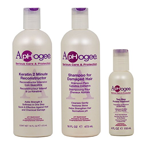 Възстановително средство Aphogee Keratin 2 Minute 16 мл + Шампоан за изтощена коса 16 унции + Двухэтапная Протеиновая процедура 4 грама