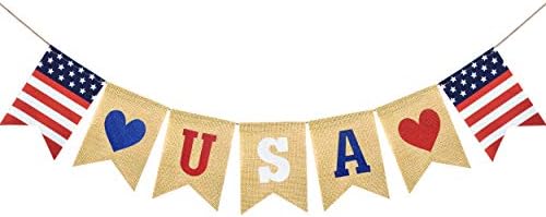 FAKTEEN САЩ Банер от Зебло на 4 юли Патриотични Украса Червени, Бели, Сини Звезди, Венец Ден на Независимостта на АМЕРИКА Ден в Памет