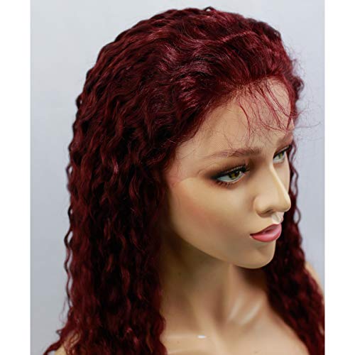 Dreambeauty Дълбока вълна на 99J, Вино-Червено, Перуки от естествена коса на дантели, Бразилски Човешка коса Remy, Предварително Выщипанные