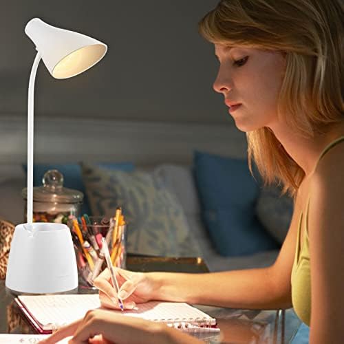 UOIXPUHUO Светодиодна Настолна лампа за вашия офис, Малка Настолна Лампа за грижа за очите с USB порт за зареждане за деца, Настолна