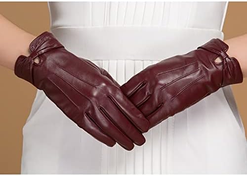 n/a Есенно-зимни Кожени ръкавици, Дамски Кожени ръкавици, Меки топли ръкавици от тънка лигавицата (Цвят: D, Размер: S Код)