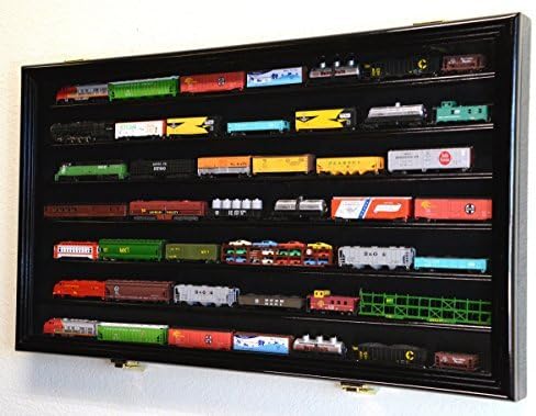 N Мащабна Модел на влак Влакове Витрина, Шкаф Стенен монтаж Rack с 98% UV брава-Черен