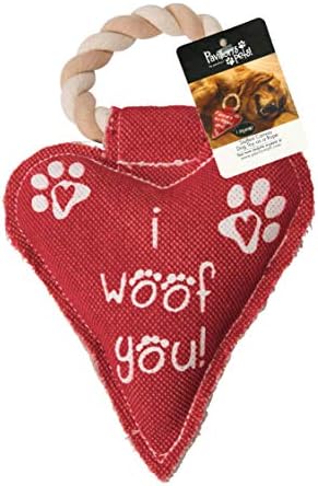Pavilion Company Gift 45610 Домашни любимци Pavilion's -Писклявая Играчка за Кучета от Червено Платно и Въже във формата на Сърце -Аз