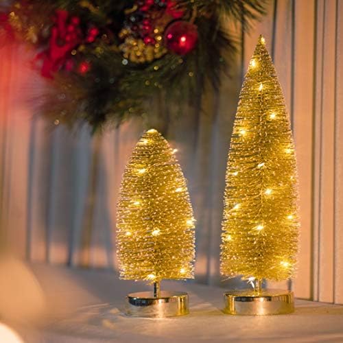 Varmax Предварително Осветени Коледно Дърво Мини-Лъскава Маса е Съобразена с Четка за Бутилки Trees 9,4, Златни
