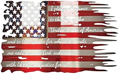 Kehome Коледна Гирлянда за Камина, Сребърен Войник в Деня на Независимостта, Флаг на САЩ, Метален Силует От Ковано Желязо, Монтиране