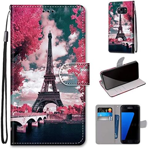 Калъф SATURCASE за Samsung Galaxy S7, Красив чантата е от изкуствена кожа, с окачени магнитна поставка, Отделения за карти, Каишка за