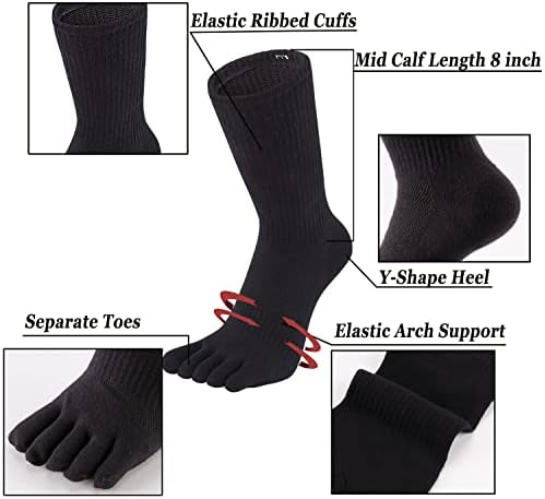 Чорапи за мъже от памук в 5 пръста, спортни, за джогинг, абсорбиращи влагата, 4 опаковка /3 опаковка