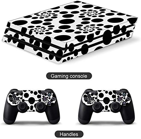 GTYUI Black White Dots Скинове за контролер PS4-Стикер от PVC на цялото тяло, стикер-стикер за капак на контролера PS4-Изискана матова