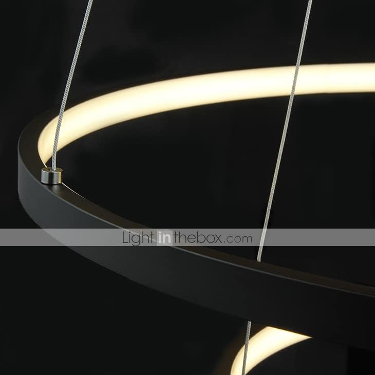 LightInTheBox Модерна led златен Полилей с 3 кръгчета, Полилей, с Регулируема яркост, Кръгла маса за Хранене, Окачен Тавана лампа за