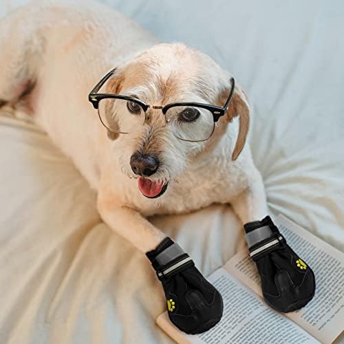 BAOWI/ Водоустойчив обувки за кучета малки и средни по размер, Непромокаеми ботуши за кучета, Зимните обувки със светоотражающей и здрава